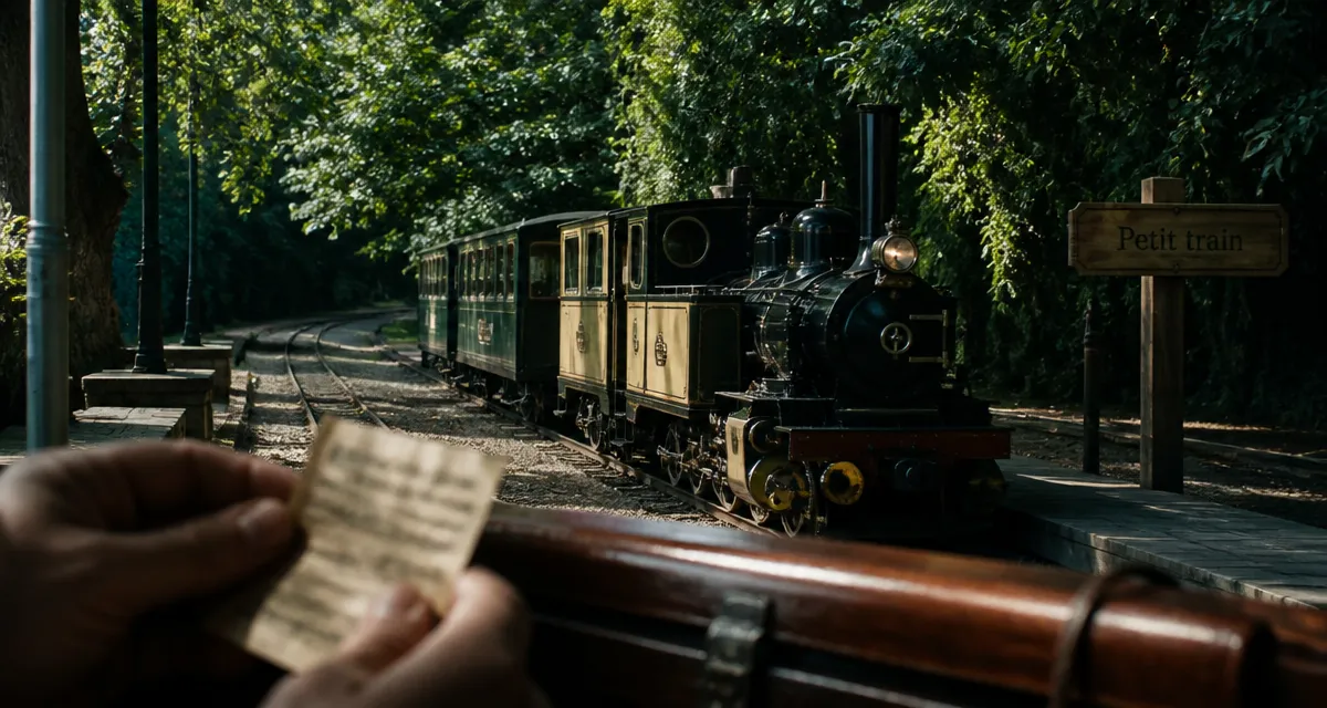 Le petit train du parc de la tête d’or : locomotive et wagon au parc