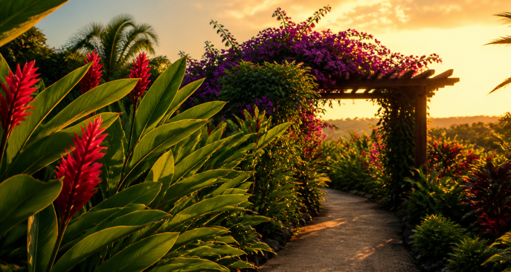 martinique ile aux fleurs sentier balisiers jardin