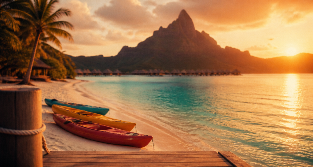 paysage bora bora plage lagon mont otemanu