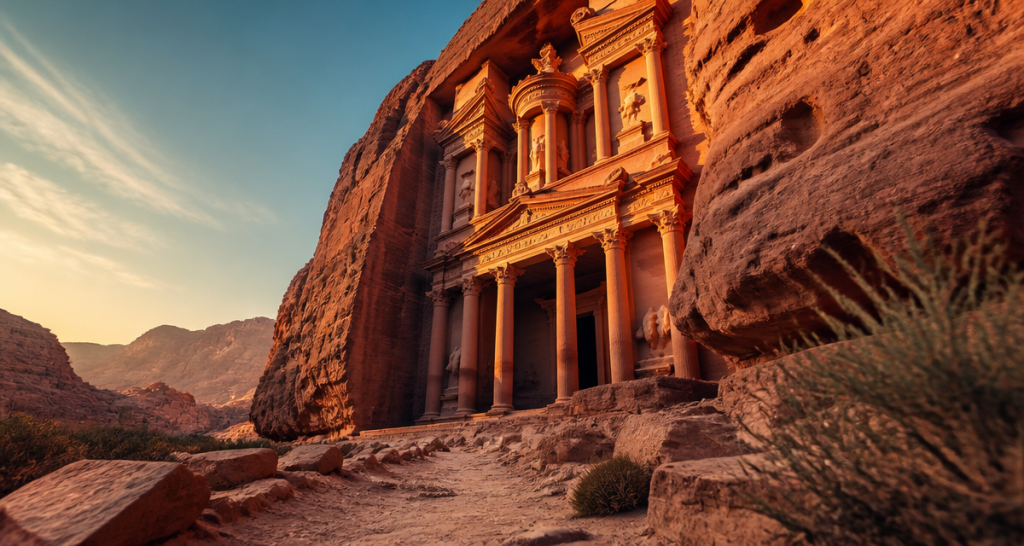 que visiter en jordanie khazneh petra lumière dorée
