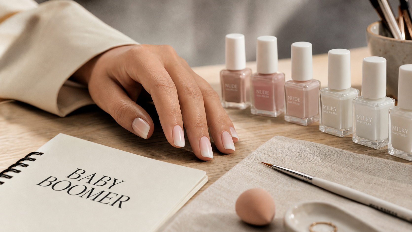 Ongle baby boomer nude dégradé french manucure