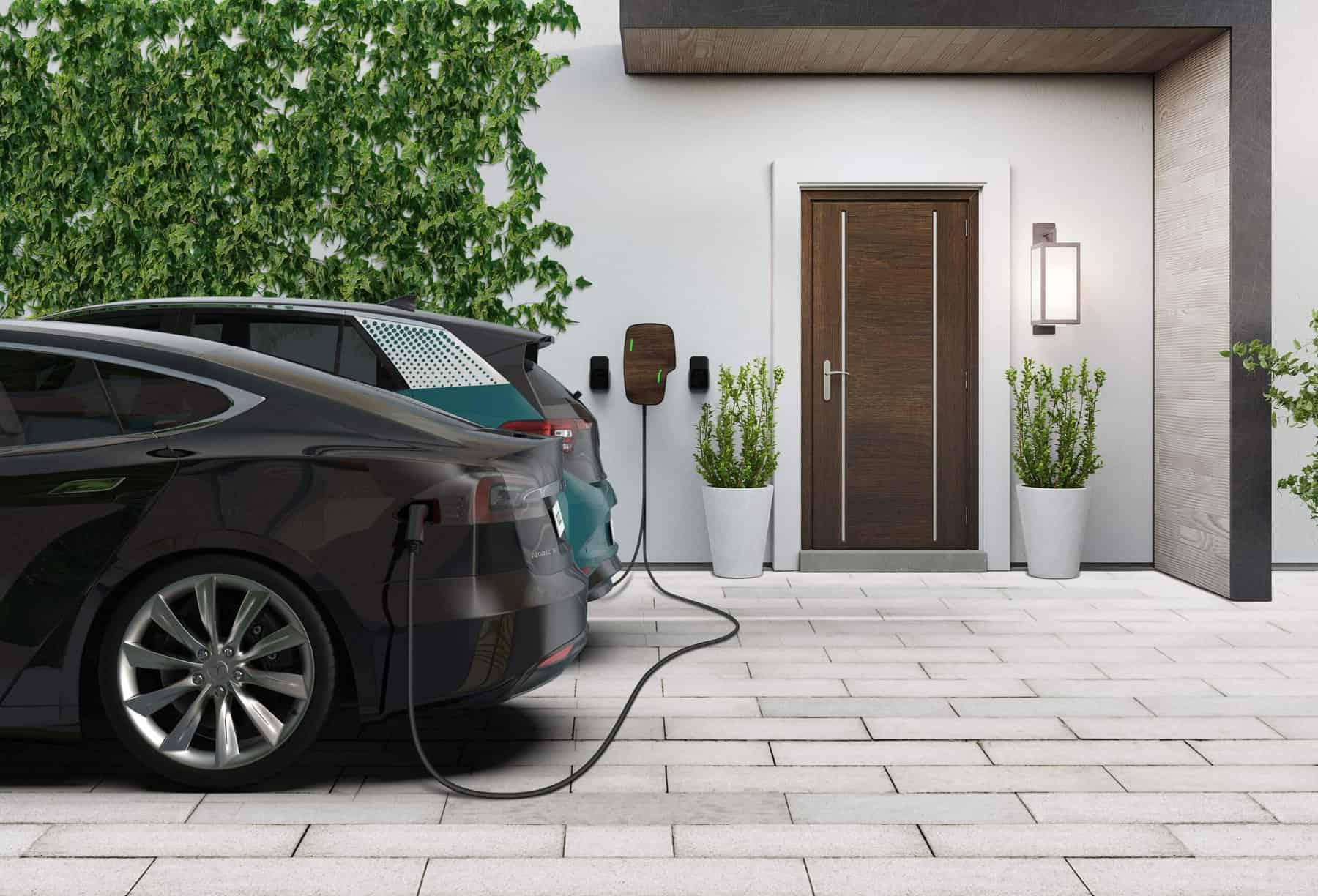 EV charging station connected to Zura solar panel system for eco-friendly energy.