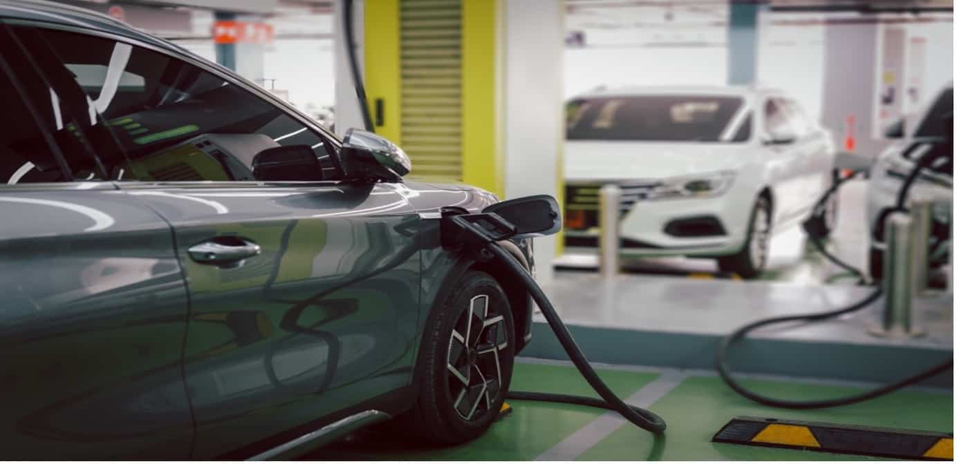 EV charging point for workplace electric vehicles.