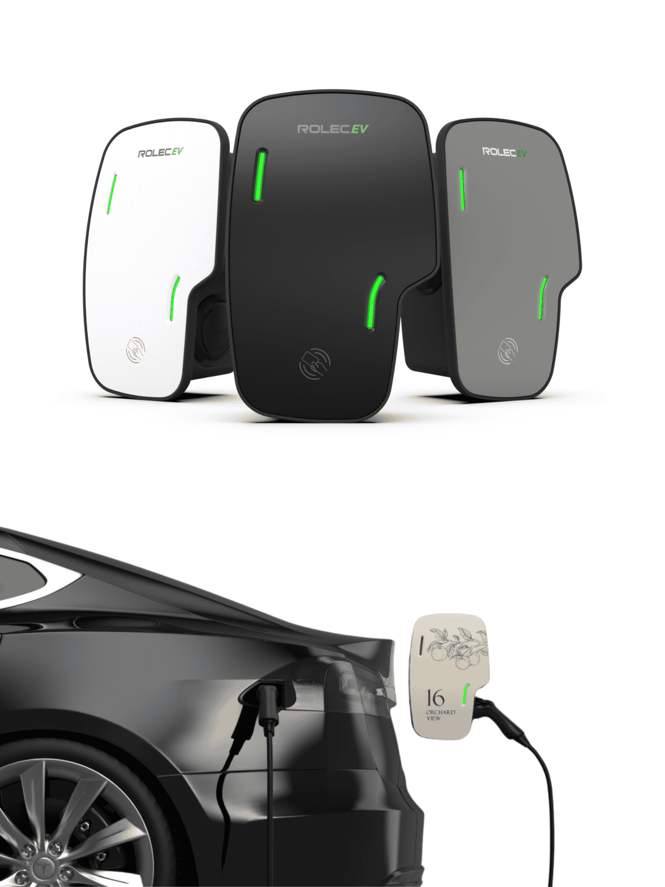 Smart EV chargers for home use, compatible with domestic EV charging products.