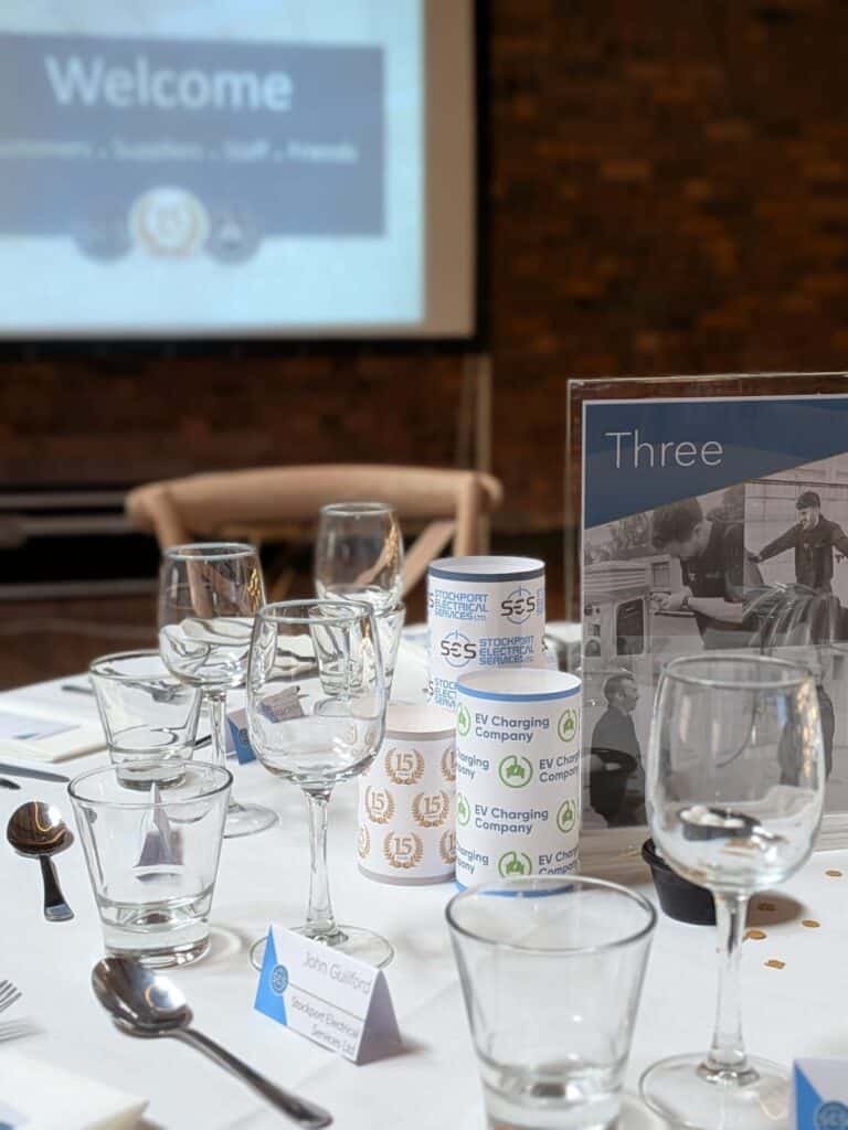 Showcasing EV charging solutions at a 15-year anniversary event.