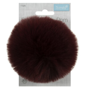 Large 11cm Faux Fur Pom Pom Burgundy