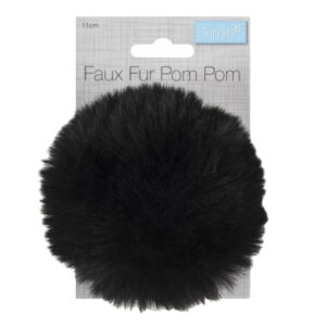 Large 11cm Faux Fur Pom Pom Black