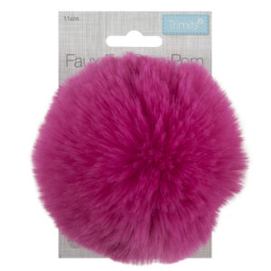 Large 11cm Faux Fur Pom Pom Cerise