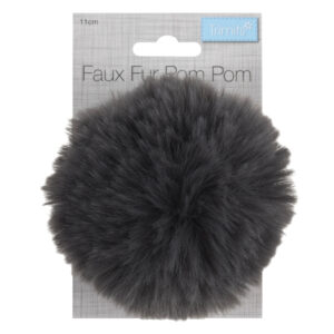 Large 11cm Faux Fur Pom Pom Grey