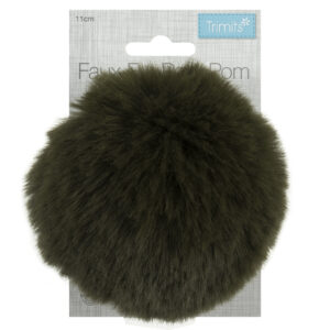 Large Faux Fur Pom Pom Khaki