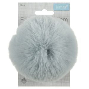 Large 11cm Faux Fur Pom Pom Light Blue