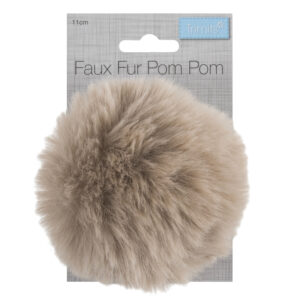 Large 11cm Faux Fur Pom Pom Natural