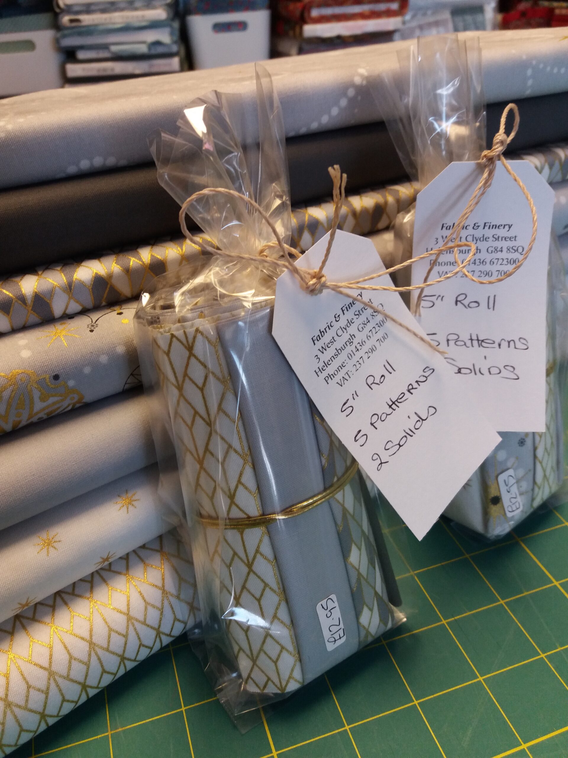 5 inch roll bundle Christmas - gold metallic,silver,white