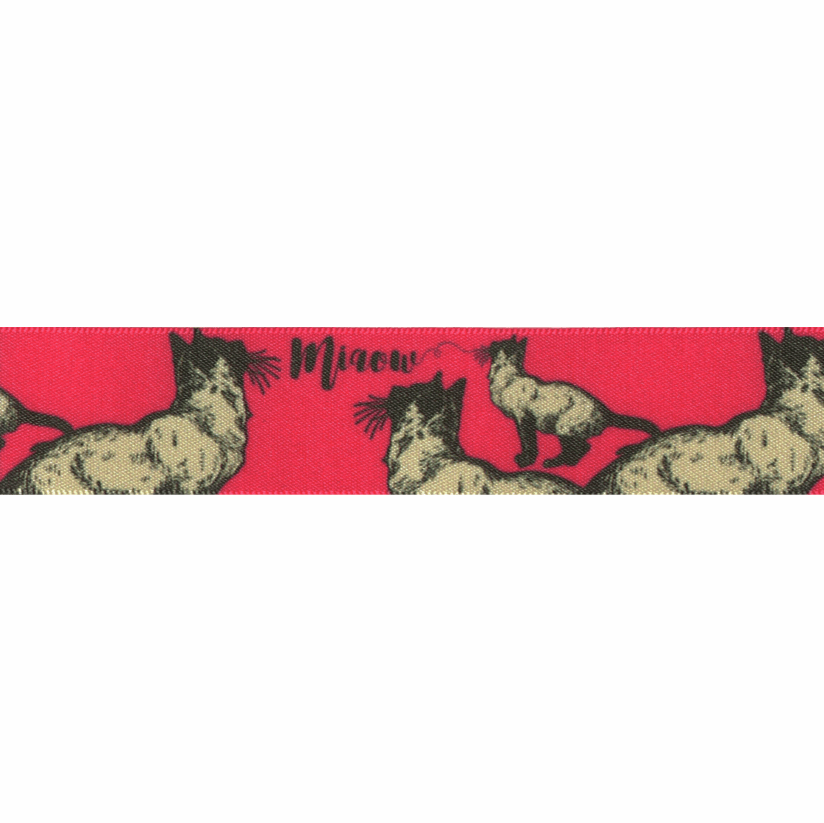 Cats on Raspberry Satin Ribbon 25mm per 1/2 metre