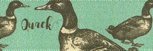 Ducks on Duckegg Satin Ribbon 25mm per 1/2 metre