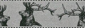 Stag Heads on Silver Grey Satin Ribbon 25mm per 1/2 metre