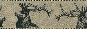Stag Heads on Natural Satin Ribbon 25mm per 1/2 metre