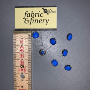 Button blue and silver, shank, 10mm, per piece