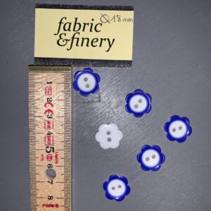 Button blue and white flower, 18mm, per piece
