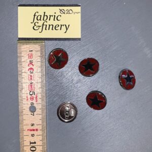 Dill Shank Metal Button - Red with Silver Star - 20mm, per piece *