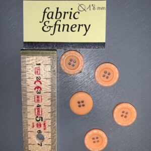 Button orange with fake white stitches 18mm, per piece