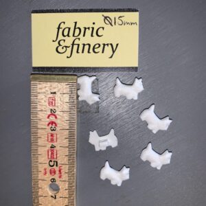 Button white Scottie dog, 15mm, shank button, per piece