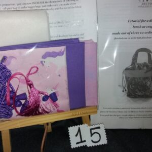Lunch drawstring and handles bag kit purple pink white unicorn *