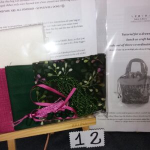 Lunch drawstring and handles bag kit dark green pink *