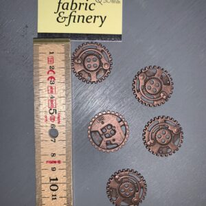 Dill Metal Buttons, copper tone, steampunk design 30mm, per piece *