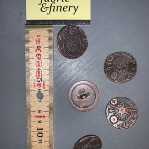 Dill Shank Metal Buttons, copper tone, steampunk design - 30mm, per piece *