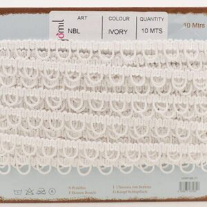 Elasticated bridal looping- 10mm wide - Ivory, PER METRE