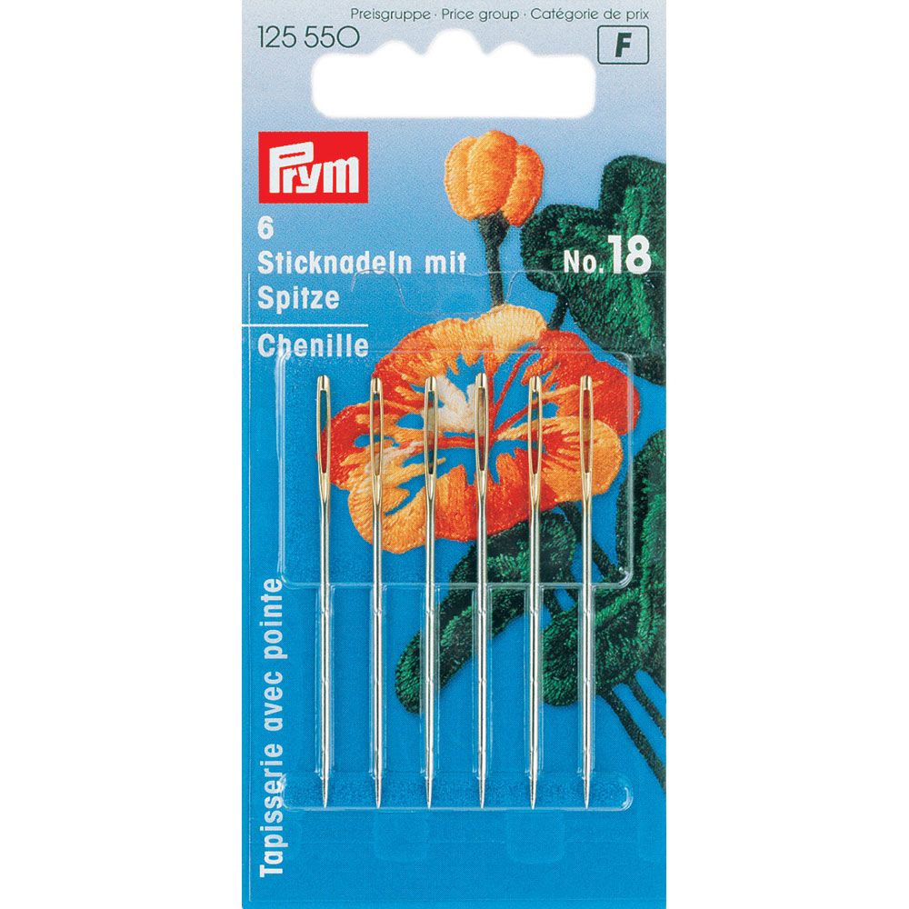 Prym Chenille Needles - Size 18, pack of 6, 48.5mm length