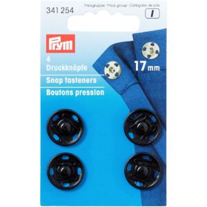 Prym Sew-on Metal Snap Fasteners - Metal Black - 17mm