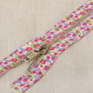 Fashion Metal closed end Zip - Multi flowers twill tape 8''/20cm