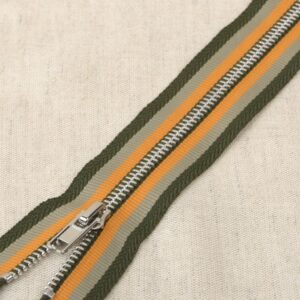 Fashion closed end Zip - Grey, green and Orange - 8''/20cm