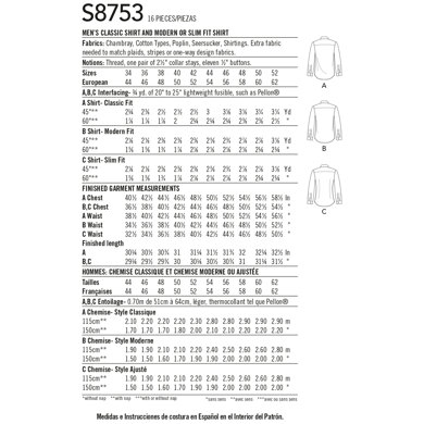 Pattern Simplicity "Made to Fit"  S8753 AA Men's Shirts Size US 34-42 * - Image 2