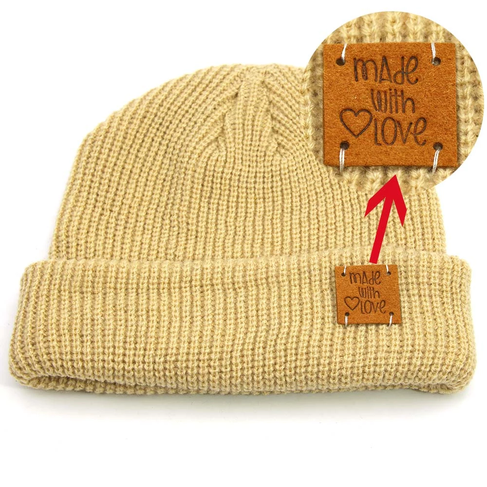 Grey Square Label PU Faux Leather 25mm for Hat, Bag, Clothing - Image 2