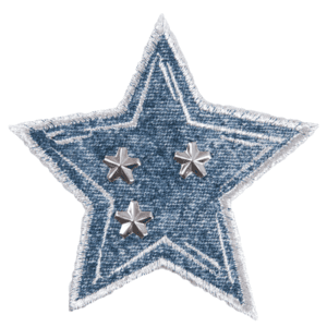 Iron on/sew on denim with studs star Motifs/badge/patch 8cm