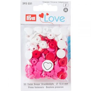Prym Colour Snaps Plastic Heart Red/Pink/White