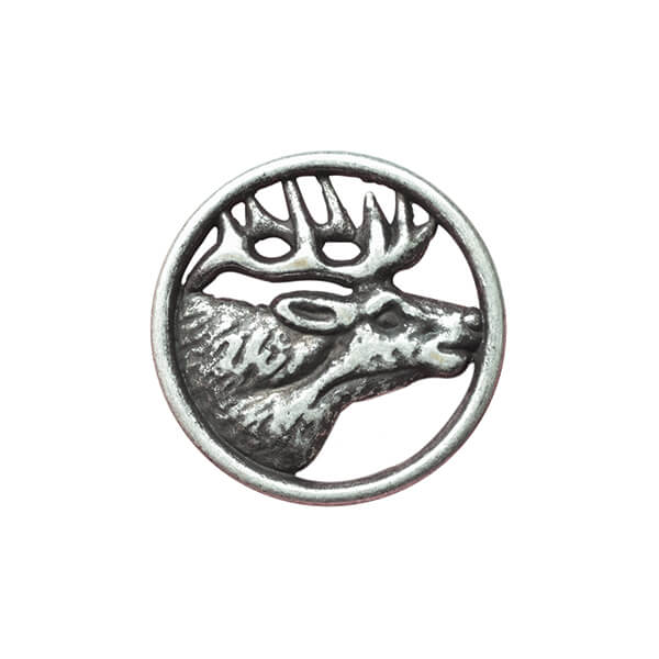 Button metal Stag, Silver, shank 20mm, per piece