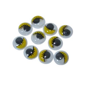 Stick on Eyes - 10mm - Black with yellow eyelids