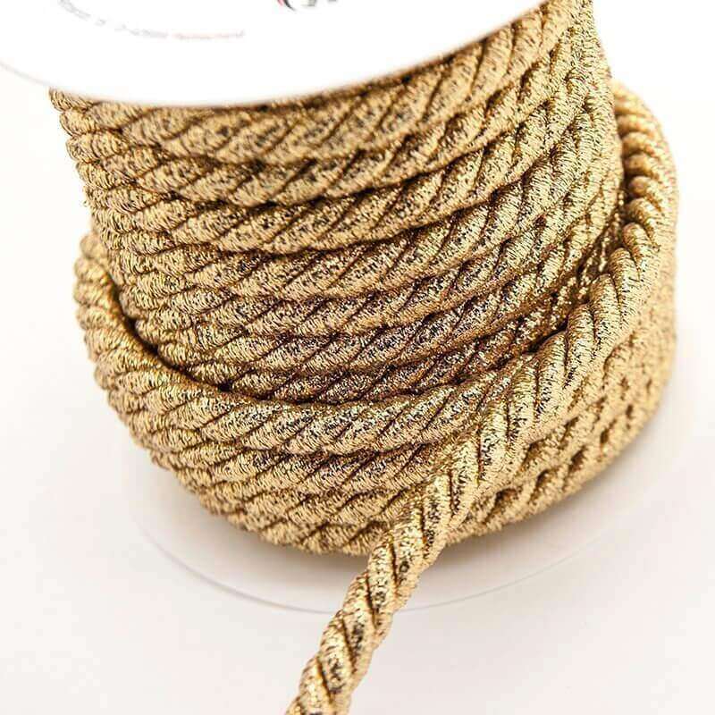Twisted Metallic Cord - Gold - 10mm - per meter