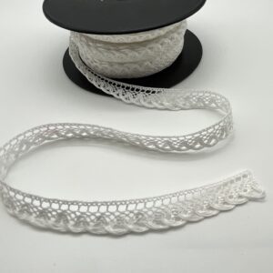 Lace trim/edging - White - 12mm, 82p per 1/2m