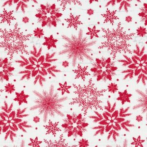 + 'Holiday Homecoming - Red Snowflake' by Jan Shade Beach for Henry Glass, per 1/4m