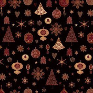 + 'Magical Moments - Black Copper Ornaments' by Stof Fabrics per Fat Quarter 18inch x 22inch