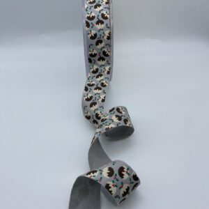 Christmas Puddings on Grey Ribbon - 25mm - per metre*
