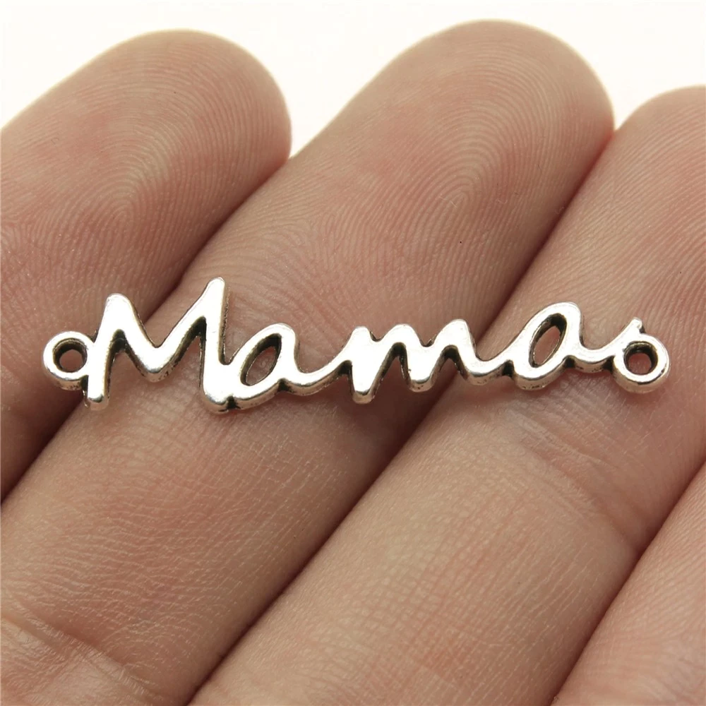 Mama charm Silver metal colour 14mm x 37mm, each