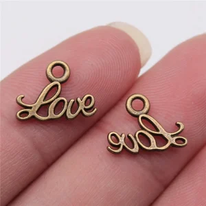 Love Charm Burnished Antique Brass Metal 13mm x 10mm, per piece