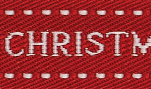Merry Christmas Red Ribbon Stich edge - 15mm - per 1/2 metre *