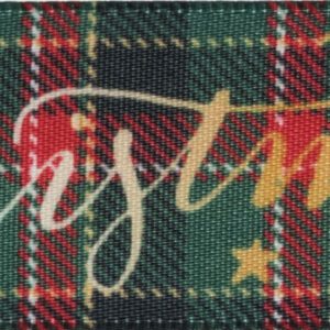 Merry Christmas Tartan Ribbon - 25mm - per 1/2 metre *